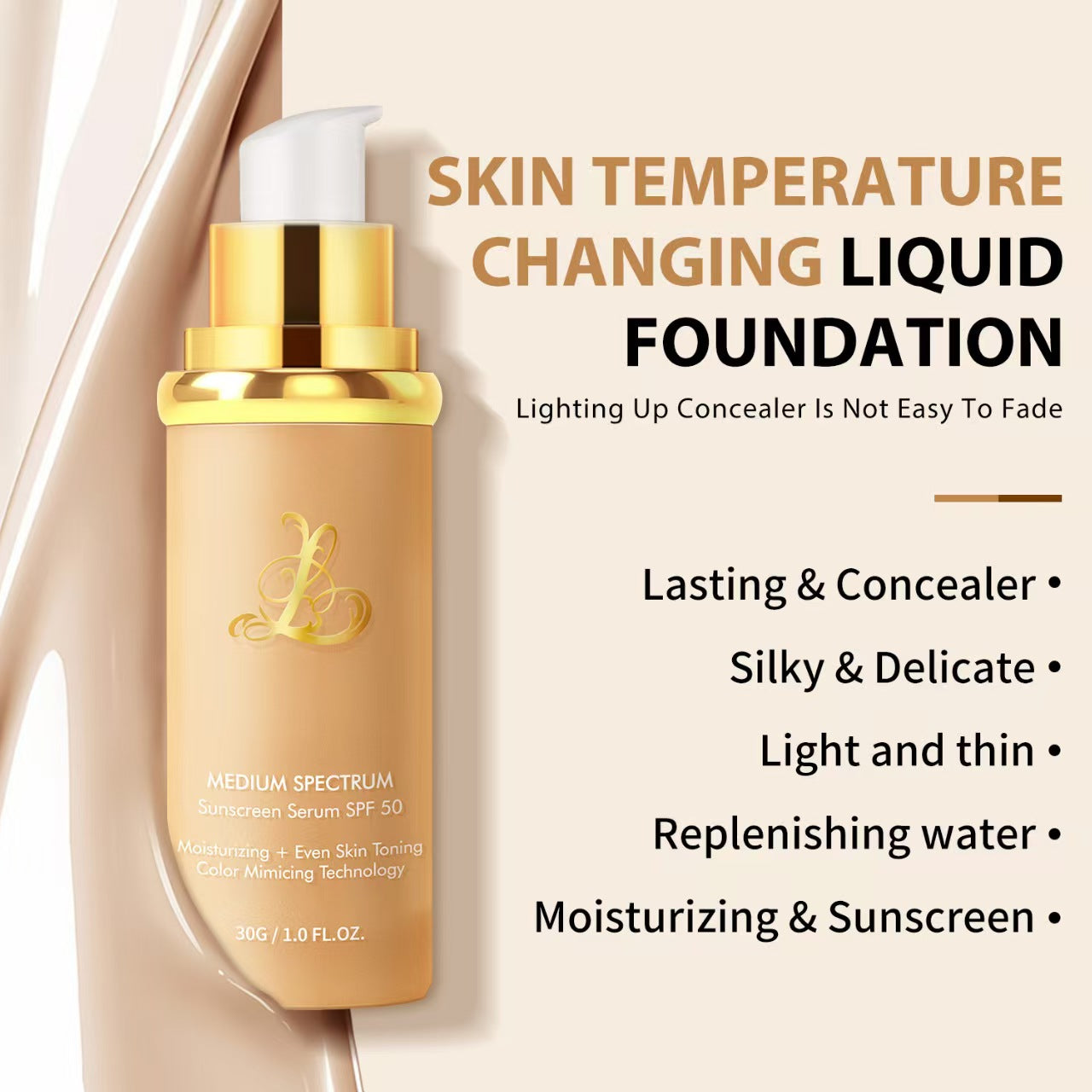 Magic Skin Tint | Color-Adapting Foundation SPF 50 Buildable Coverage, Natural Glow For All Skin Tones • Hydrating • Streak-Free
